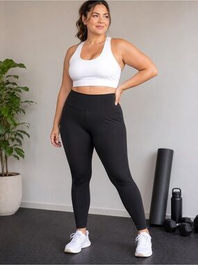 Lands’ End Women’s L Black High Rise Performance Athletic Leggings